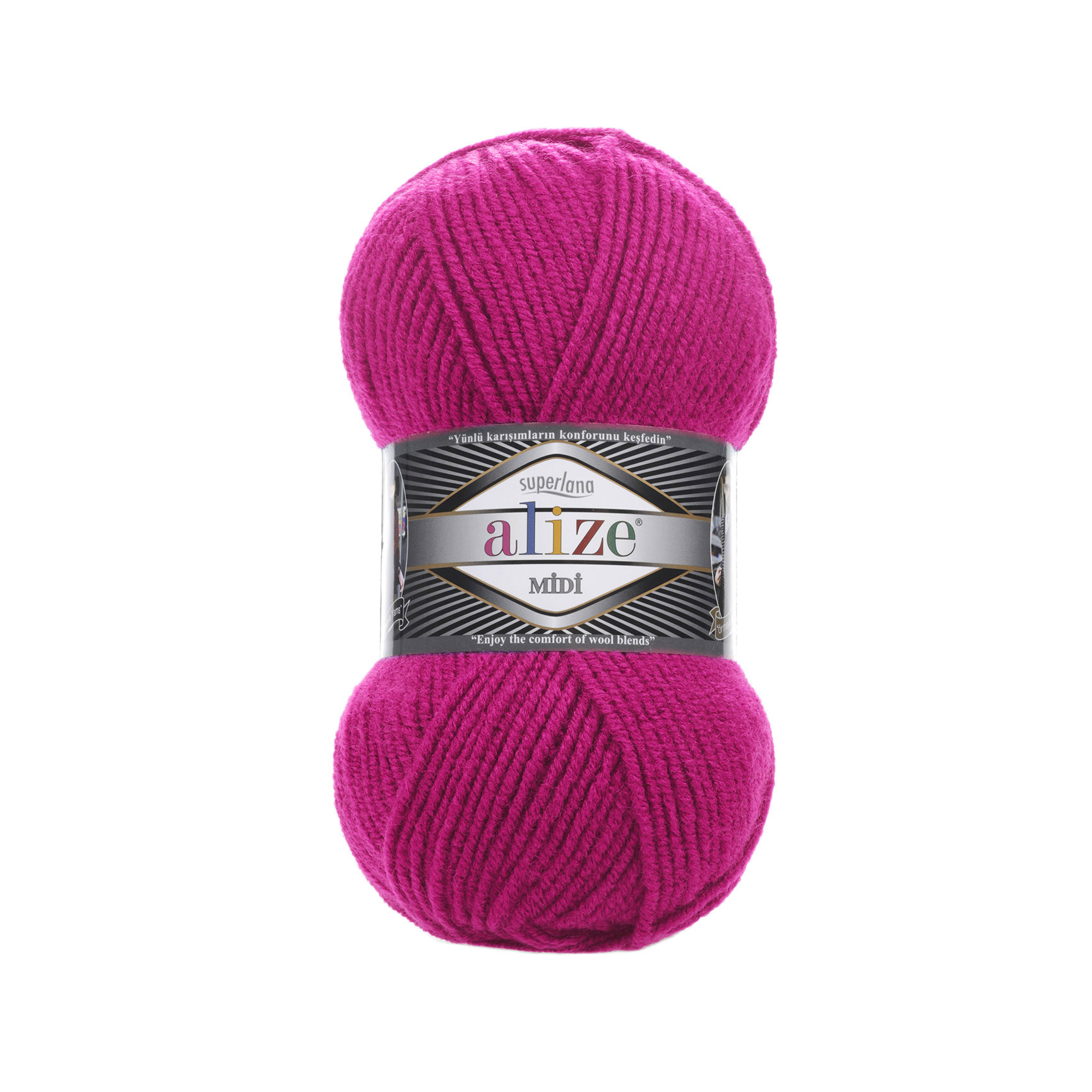 Пряжа Alize "Super Lana Midi" (0,5кг) цв.149 фуксия