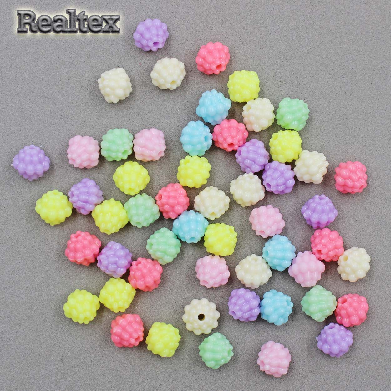 Бусины пластик Realtex Ромб (С пупырышками) (500гр) цв.mix